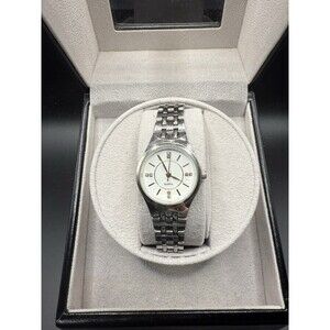 Silver Tone Ladies Quartz Wrist Watch Women Dress Stainless Steel Japan Movt
